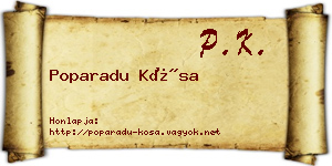 Poparadu Kósa névjegykártya